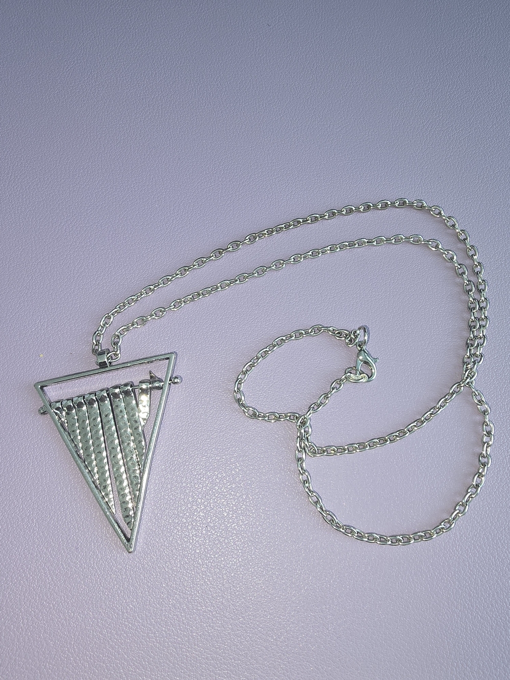 Geometric Triangle 925 Sterling Silver Pendant Necklace with Hanging Silver